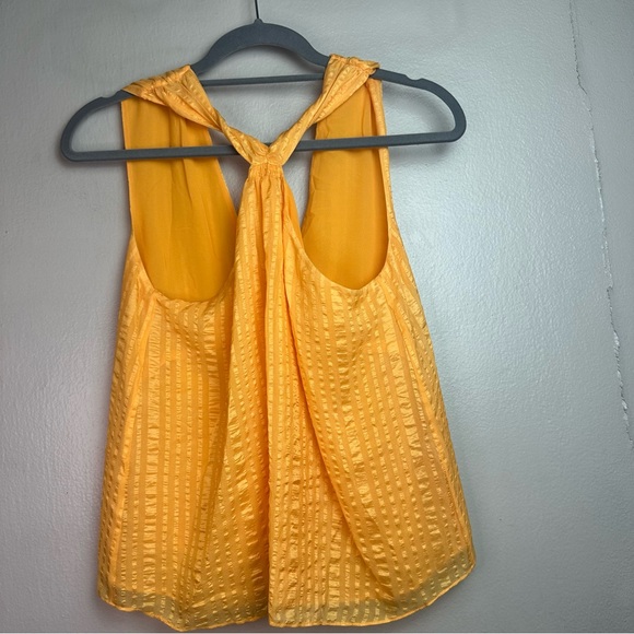 Frame Crinkled Silk Chiffon Pullover Halter Top in Kumquat Yellow Sz XS - Picture 3 of 8